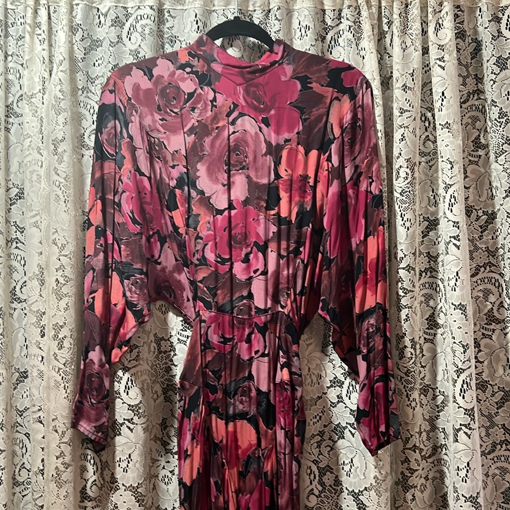 Barbara Barbara 80’s Vintage Dress Maroon Floral Print Size 10?